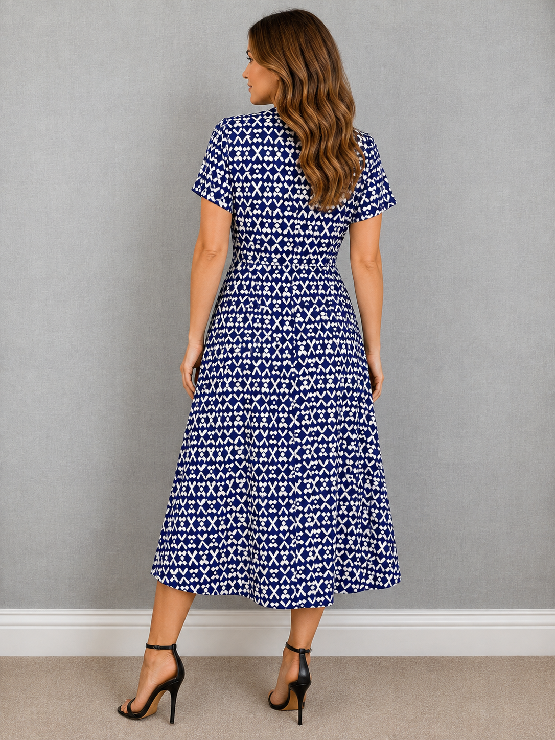 Joe Browns Blue & White Twist Front Midi Dress UK 16 – BNWT