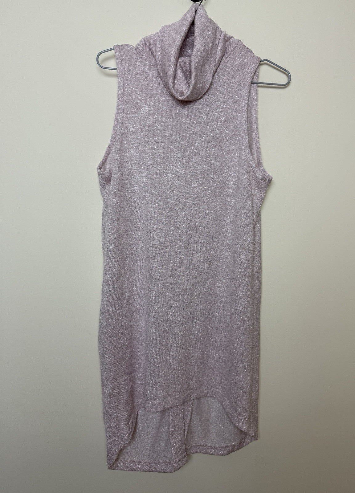 River Island Rose Pink Shimmer Sleeveless Turtle Neck Top - UK12