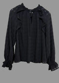 Nobody's Child Black Macy Blouse Balloon Sleeves & Tie Neck - UK12