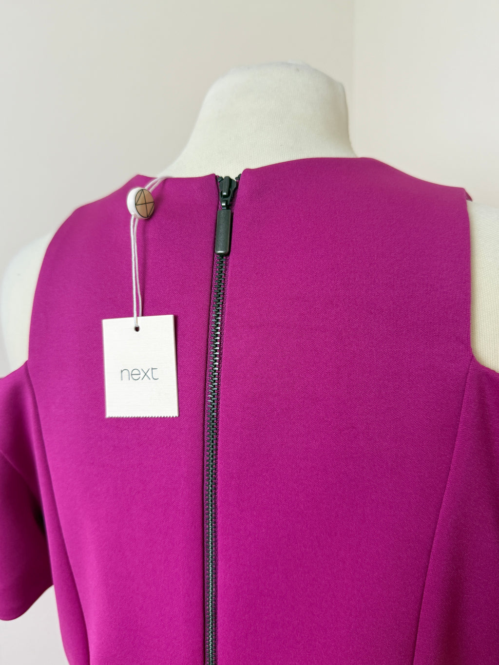 Next Magenta Purple Shift Dress UK16 BNWT Cold Shoulder V-Neck Formal