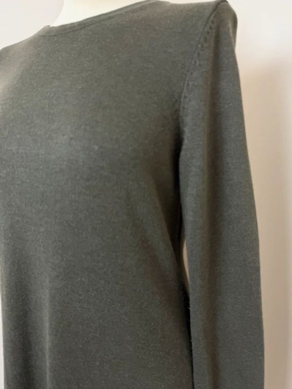 EDC Jumper Dress Olive Green Knit Knee Length Crew Neck Long Sleeve Large