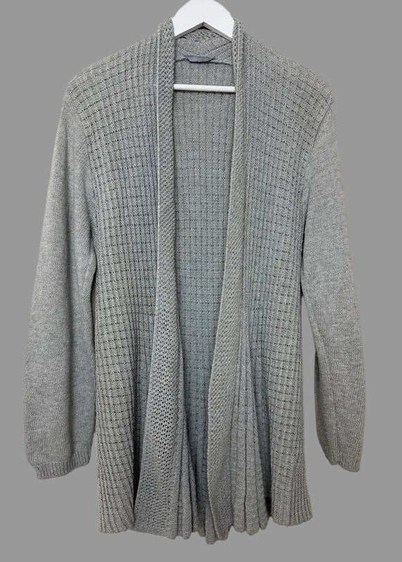 Mia Moda Light Grey Chunky Knit Waterfall Cardigan - Medium