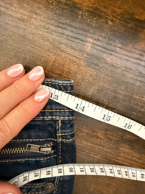Yessica Y2K Dark Wash Pleated Denim Mini Skirt Drop Waist A Line UK8–10