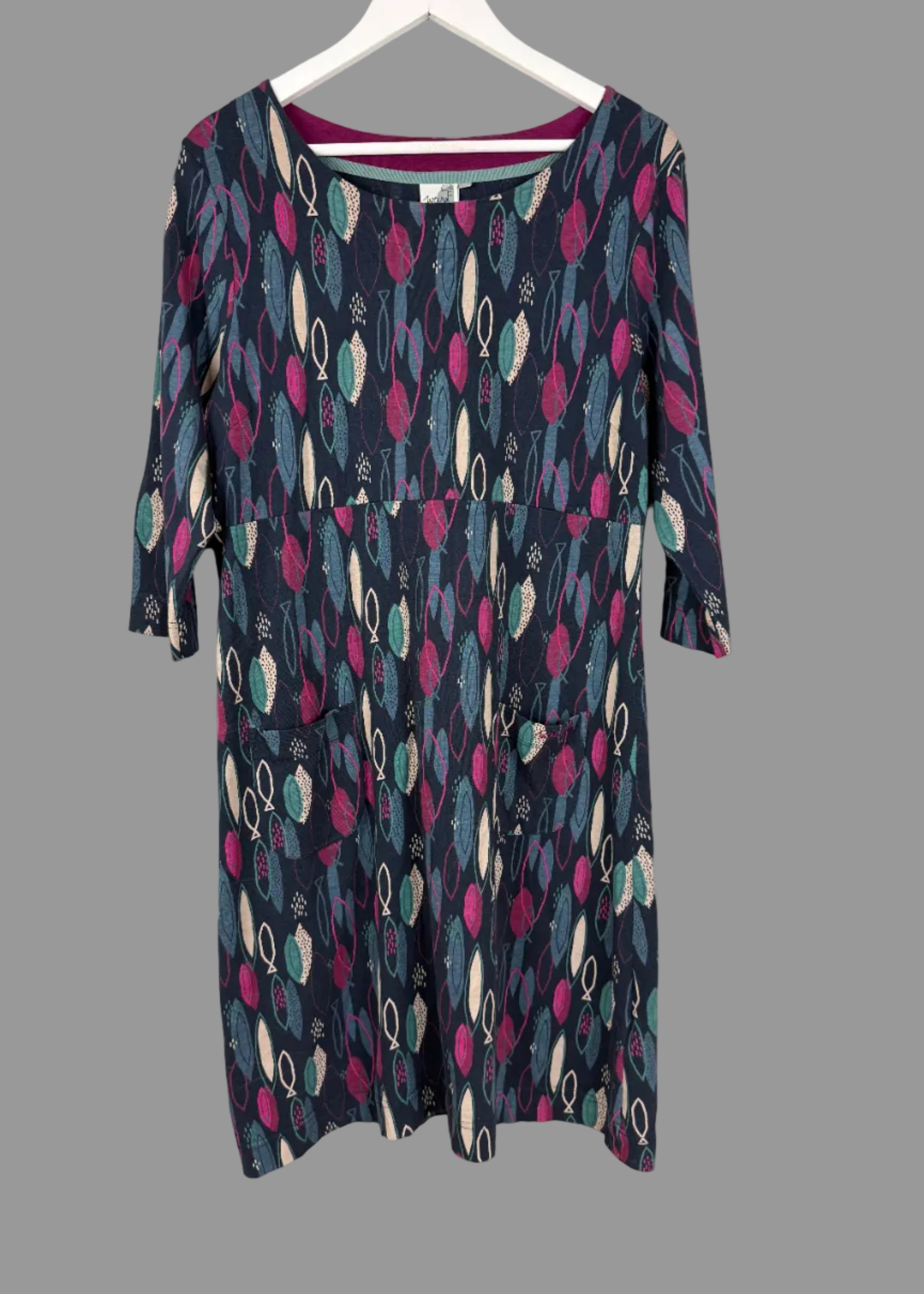 Weird Fish Organic Cotton Fish Print Dress UK 16 – Preloved