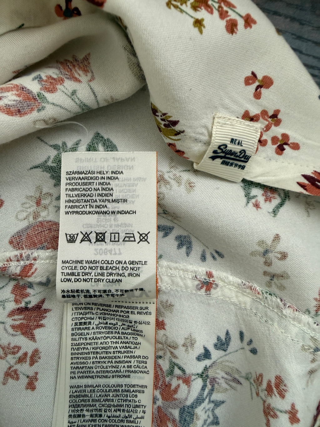 Superdry White Floral Button Front Mini Skirt Boho Summer UK12
