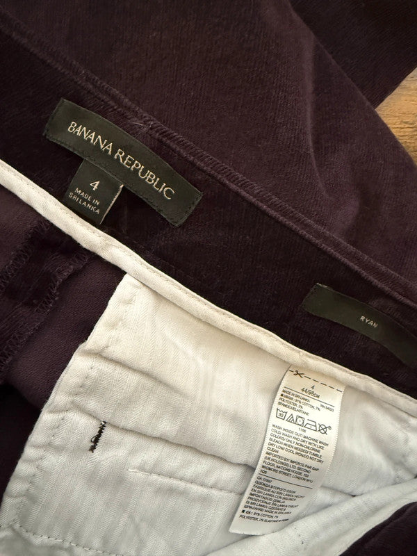 Banana Repubic Ryan Dark Purple Corduroy Straight Leg Trousers - UK12