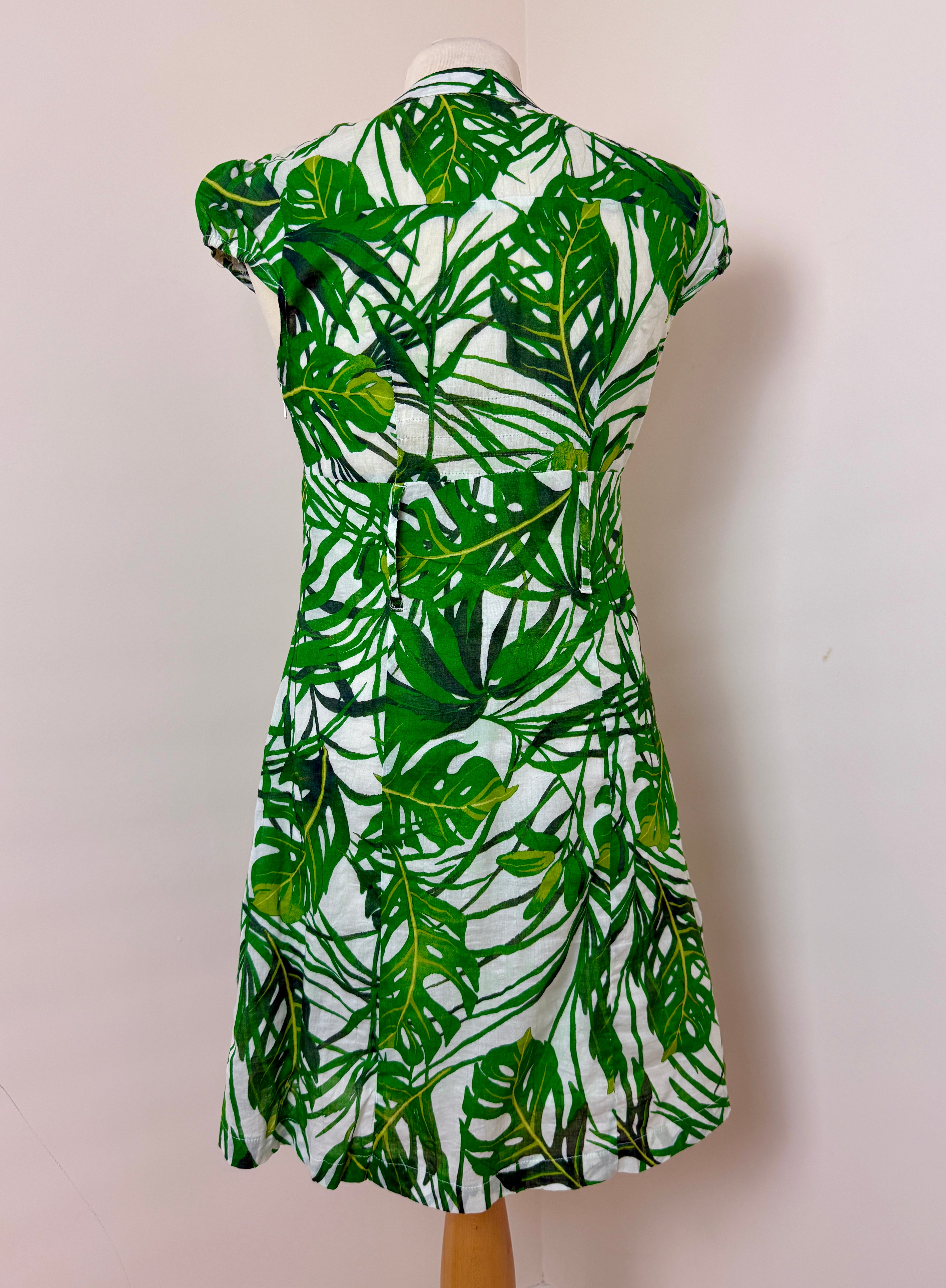 Jane Norman Green Tropical Cotton Mini Dress UK12