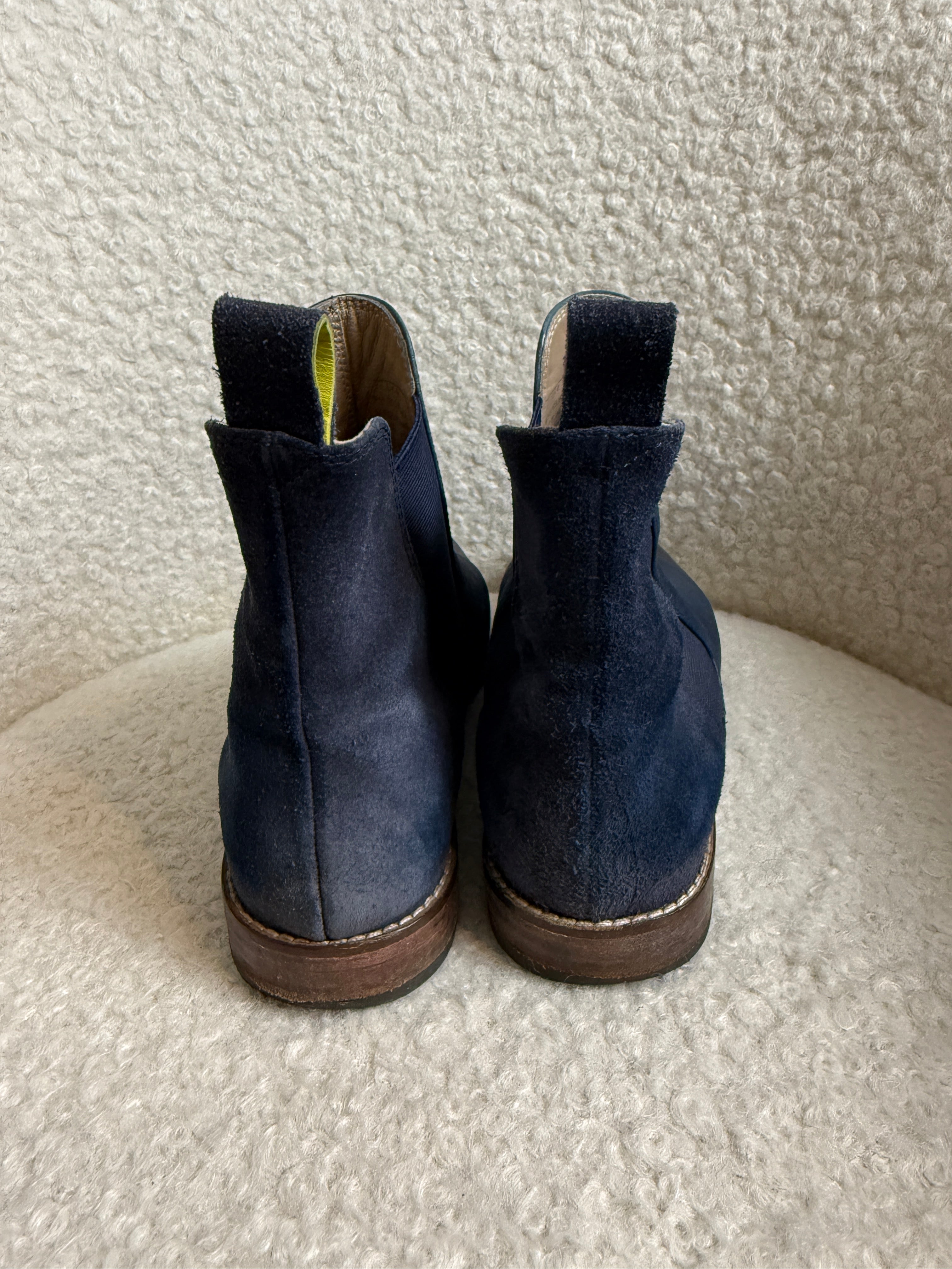 Joules Westbourne Chelsea Boots UK4 Navy Leather Ankle Elastic Panel