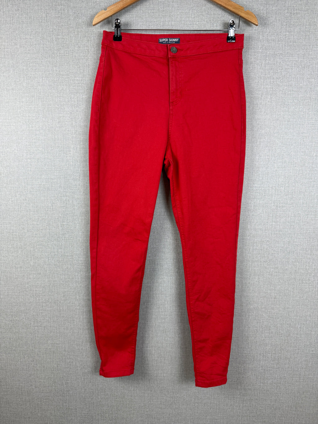 M&S Super Skinny Bright Red Stretch Jeans UK 14 Regular - Preloved