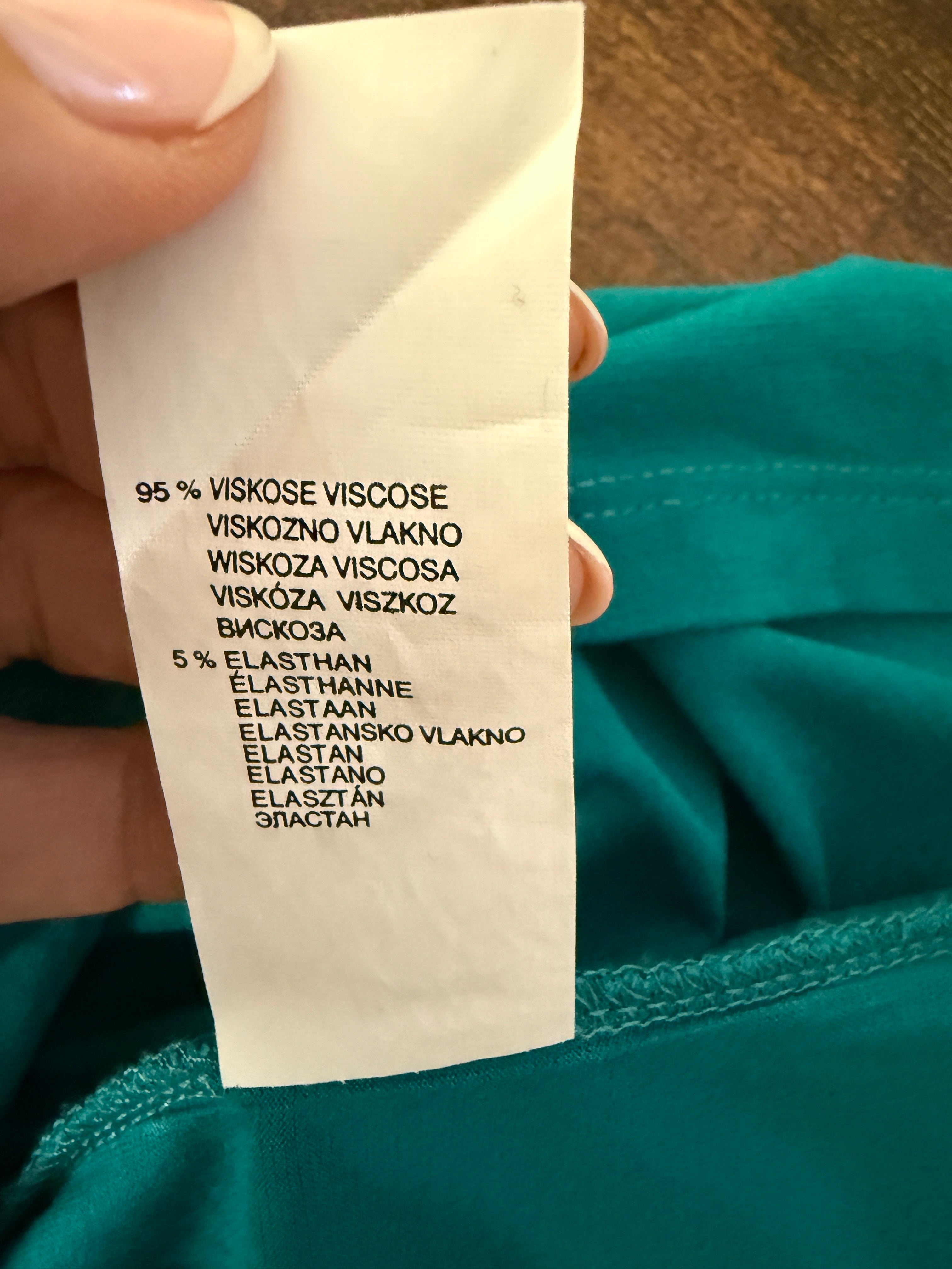 Lebek Teal Embellished V-Neck 3/4 Sleeve Top UK 12