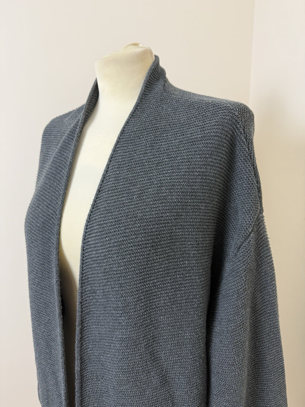 Oak & Fort Grey 100% Cotton Long Open Fronted Cardigan - Small