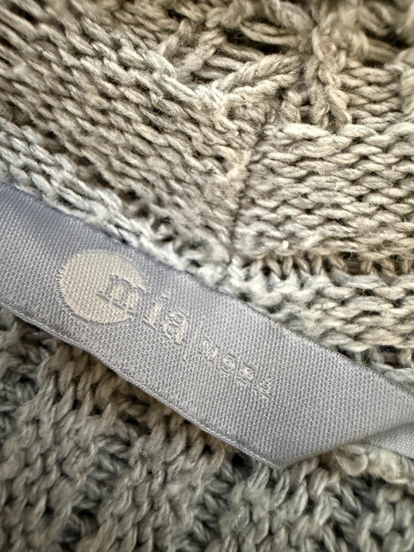 Mia Moda Light Grey Chunky Knit Waterfall Cardigan - Medium