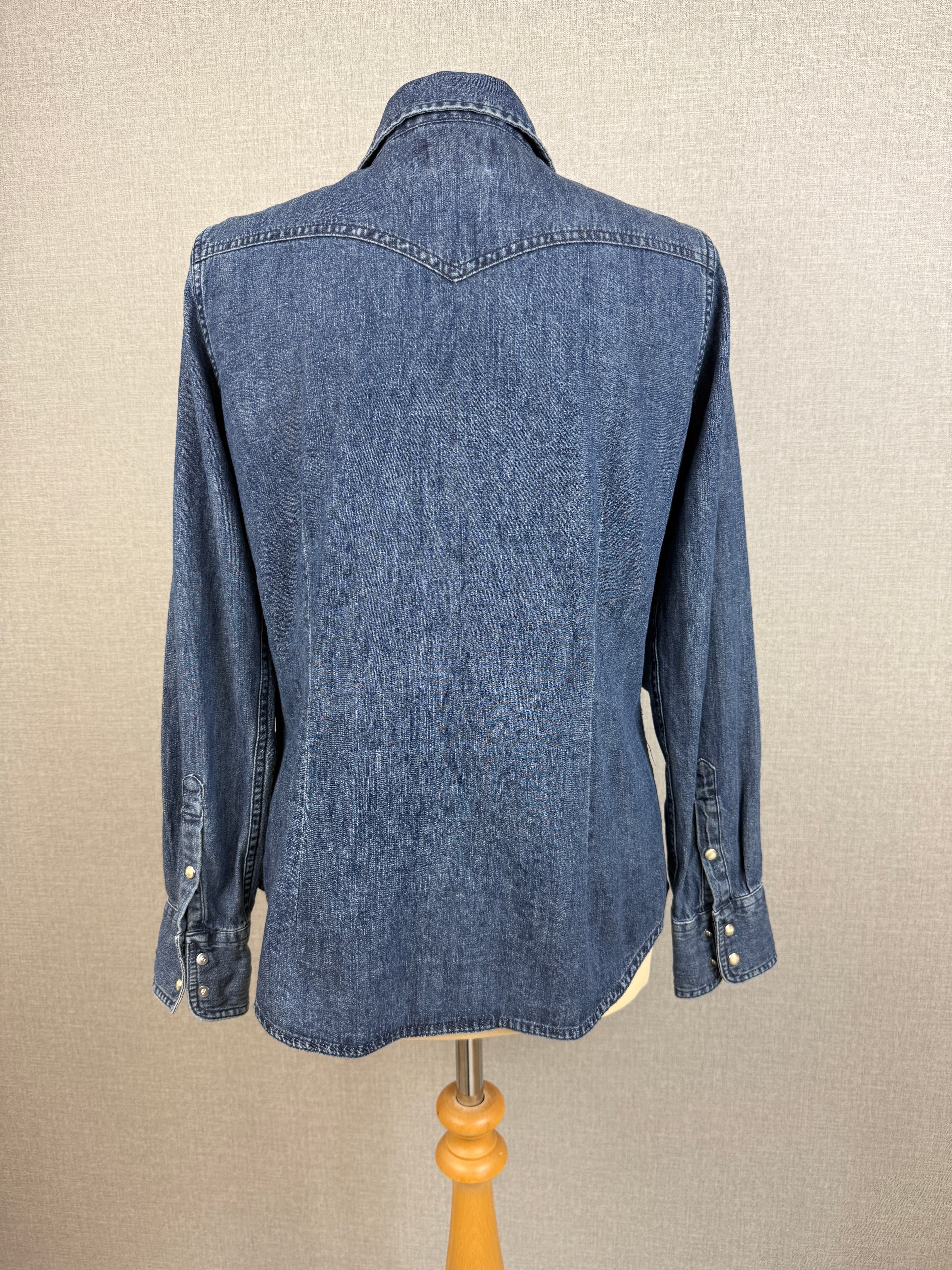 Levi’s Blue Denim Western Snap Button Shirt UK 12
