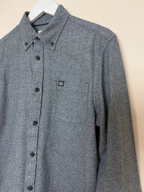 M&S GreyCotton Button Down Smart Casual Shirt - Medium