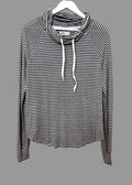 Hollister Black White Stripe Cowl Neck Sweatshirt - Large