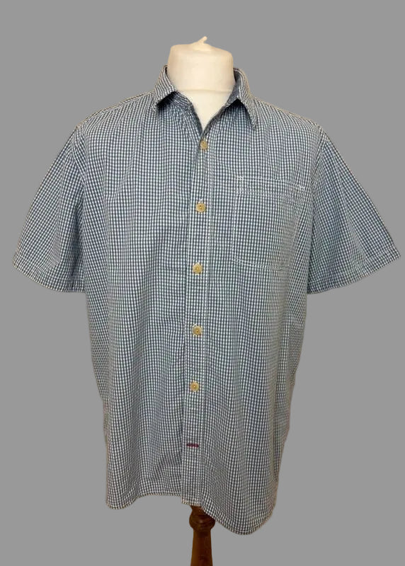 Fat Face Blue White Check Shirt XL Short Sleeve Regular Fit