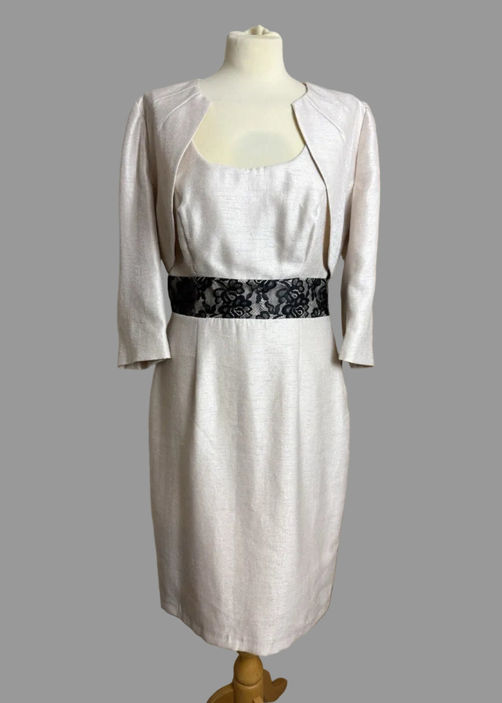 Michaela Louisa Champagne 2 Piece Occasion Dress & Bolero Jacket - Size 12