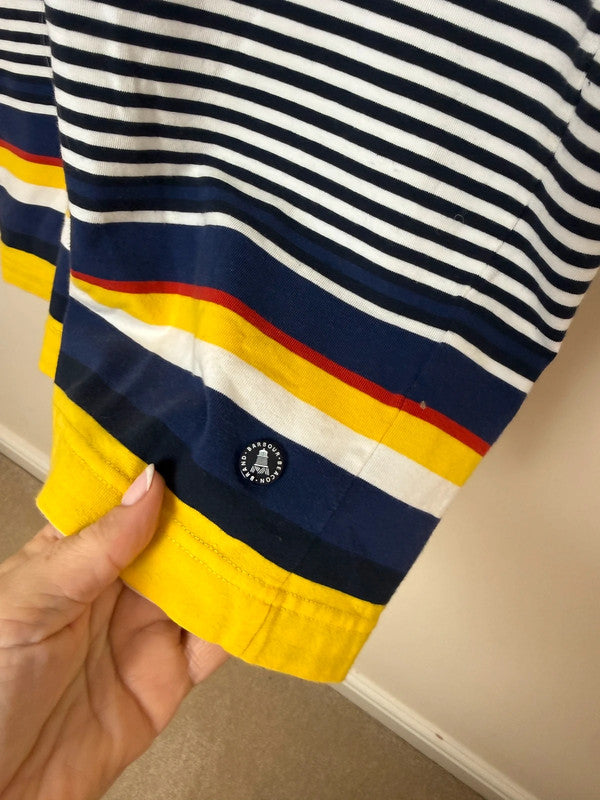 Barbour Harewood Breton Striped Navy White Jersey Dress - UK12 - VGC