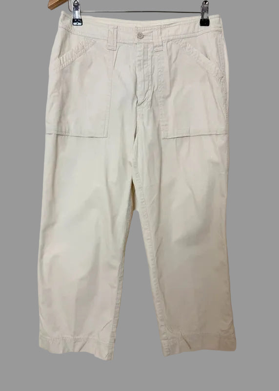 M&S Utility Cropped Chino Capri Trousers UK14 UK12 Fit Cotton Straight Leg