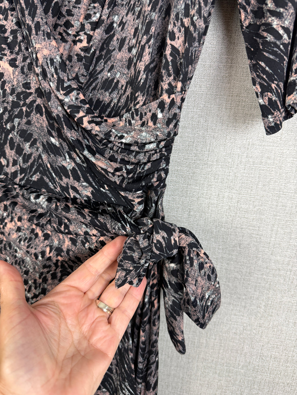 Autograph M&S Animal Print Ruched Wrap Midi Dress UK 10