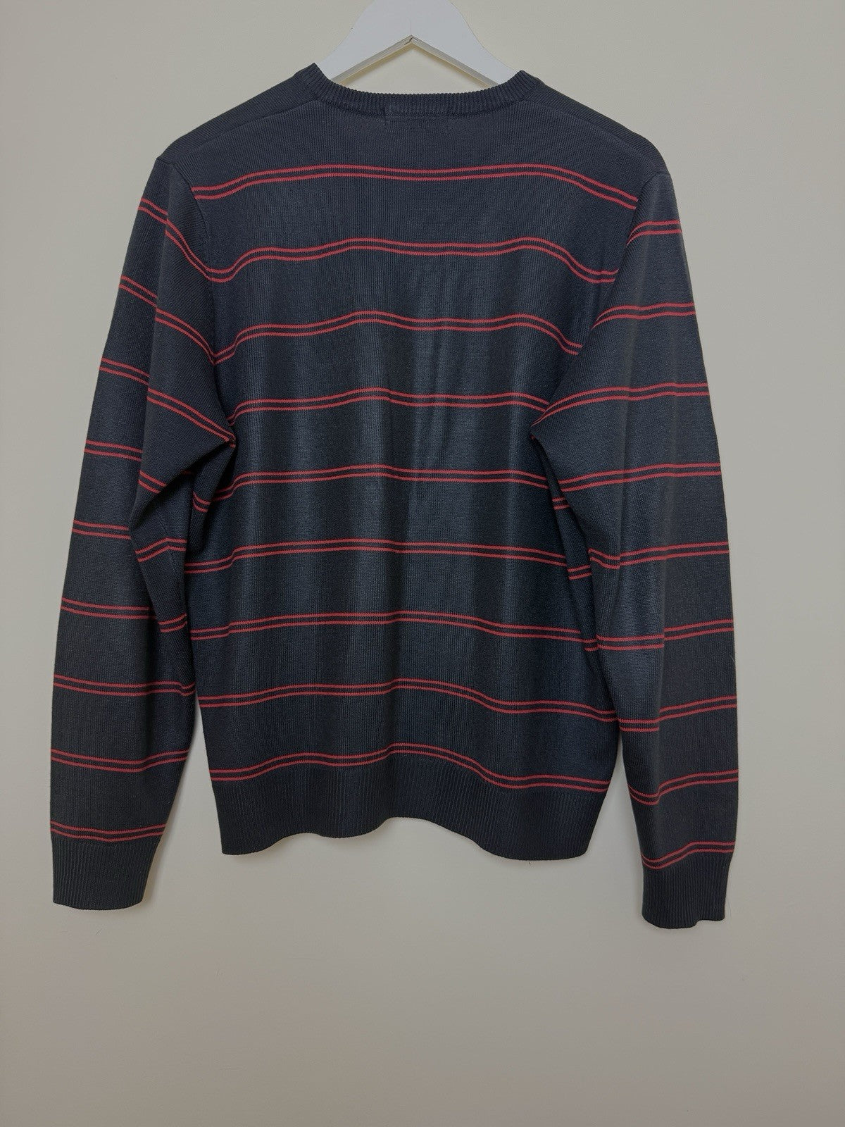 Blue Harbour M&S Navy Red Striped V Neck Knit Jumper - Medium