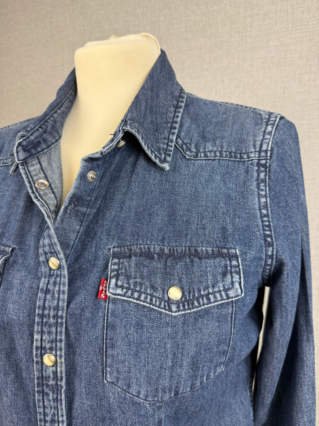 Levi’s Blue Denim Western Snap Button Shirt UK 12
