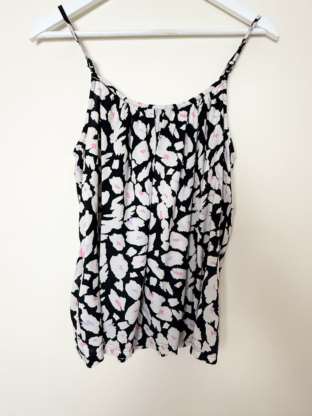 M&S Collection Animal Print Cami Top UK12 Black White Pink