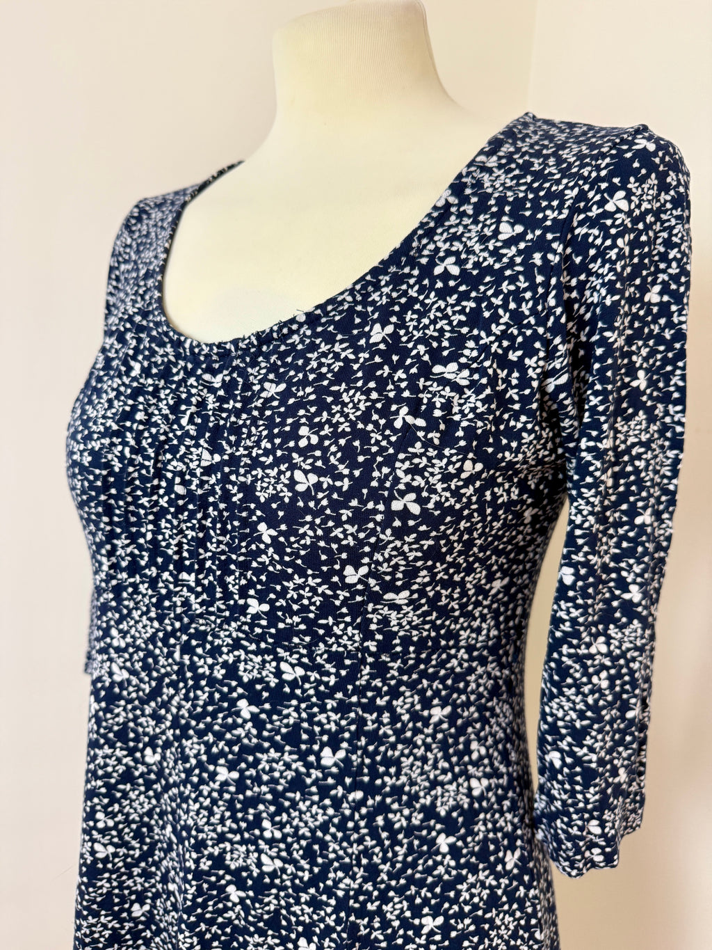 Fat Face Black White Floral Skater Dress UK12
