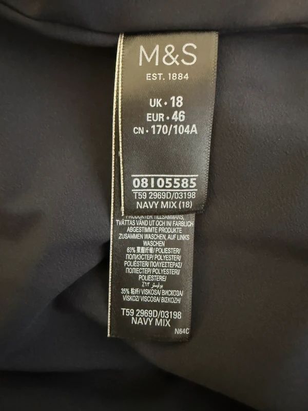 M&S Collection Navy & White Checked Fit & Flare Lined Dress – BNWT, UK 18, Smart Occasion