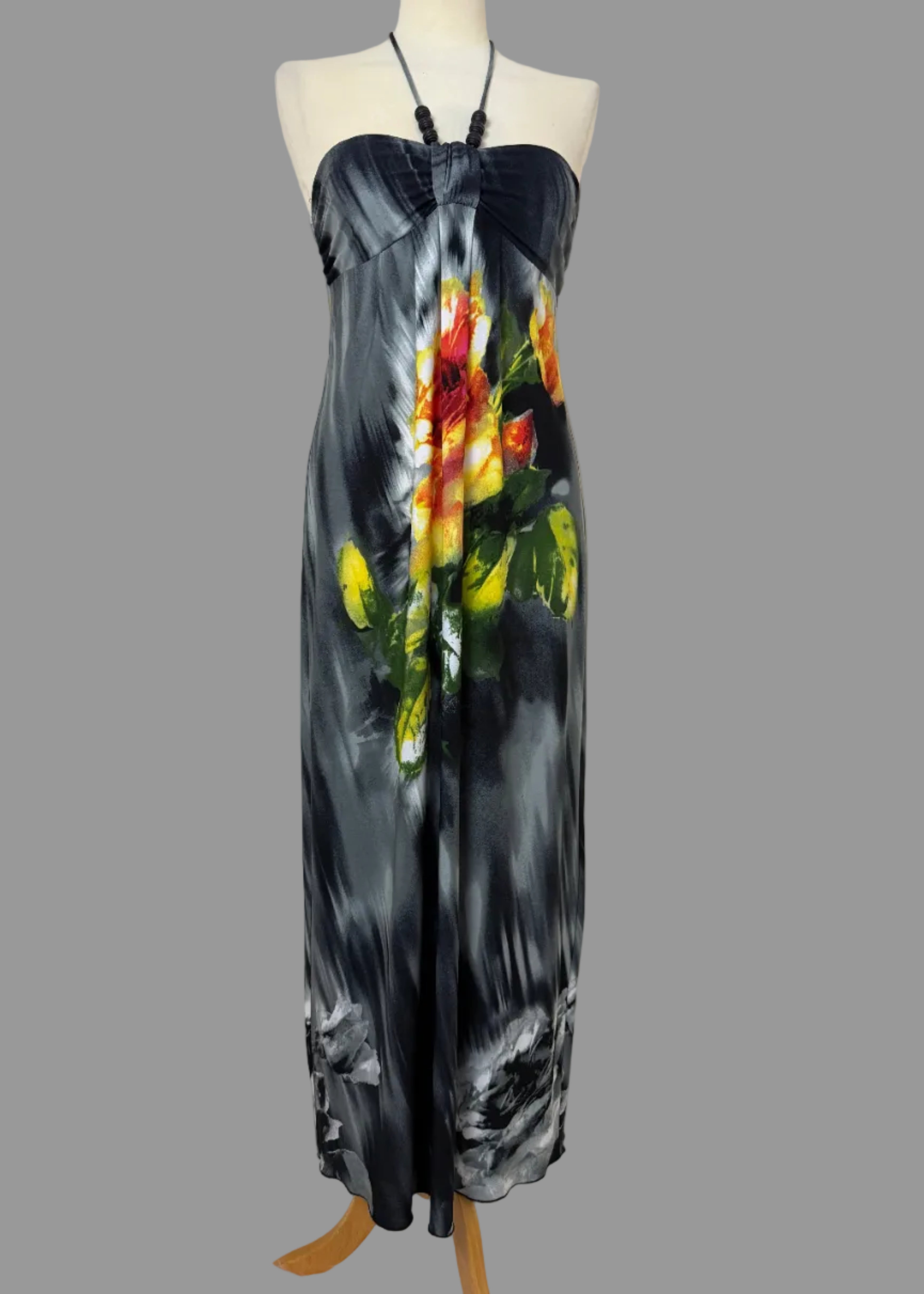 Saint Tropez West Y2K Black Floral Beaded Halter Maxi Dress UK 8 – Bowtique  Preloved