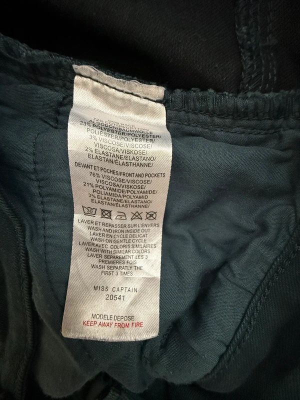 Miss Captain Tortue Dark Teal Coated Skinny Jeans UK 8 Faux Leather Panel