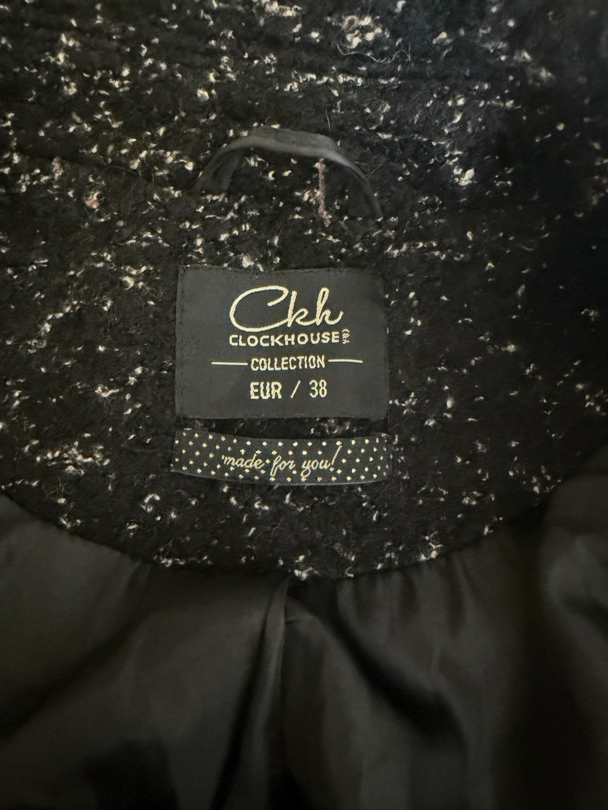 Clockhouse At C&A Black Wool Blend  Coat - UK10