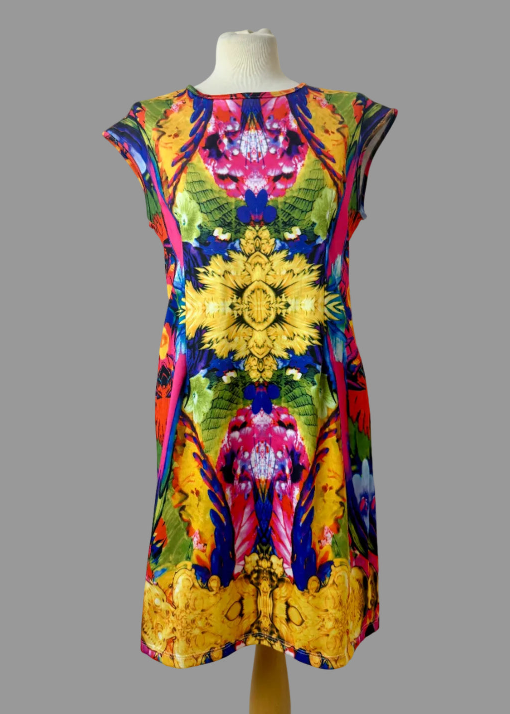 Brave Soul Shift Dress Medium Multicolour Floral Abstract Retro Cap Sleeve