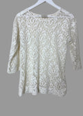 Next My Essentials Cream Floral Lace 3/4 Sleeve Top UK10