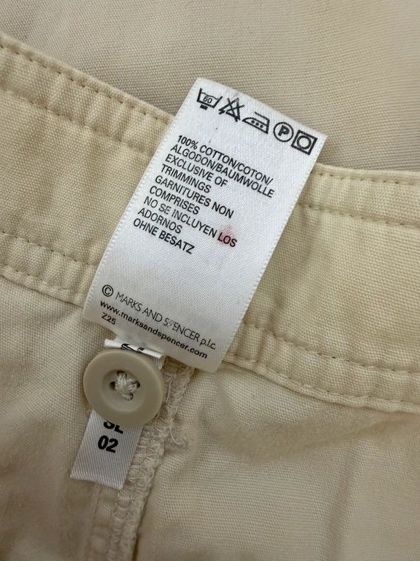 M&S Utility Cropped Chino Capri Trousers UK14 UK12 Fit Cotton Straight Leg