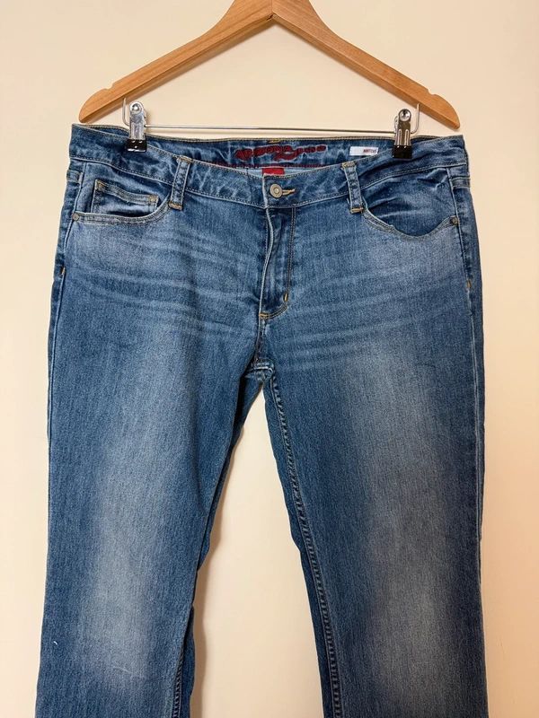 Arizona Bootcut Jeans UK16 Long Mid Wash Stretch Western Embroidered Pockets