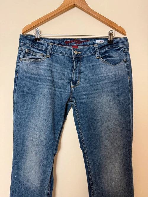 Arizona Bootcut Jeans UK16 Long Mid Wash Stretch Western Embroidered Pockets