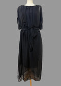 Santa Made In Italy Black Sheer Sequin Sleeve Midi Dress