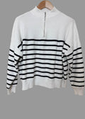 Mango White Black Striped Oversized Ribbed Jumper - Small