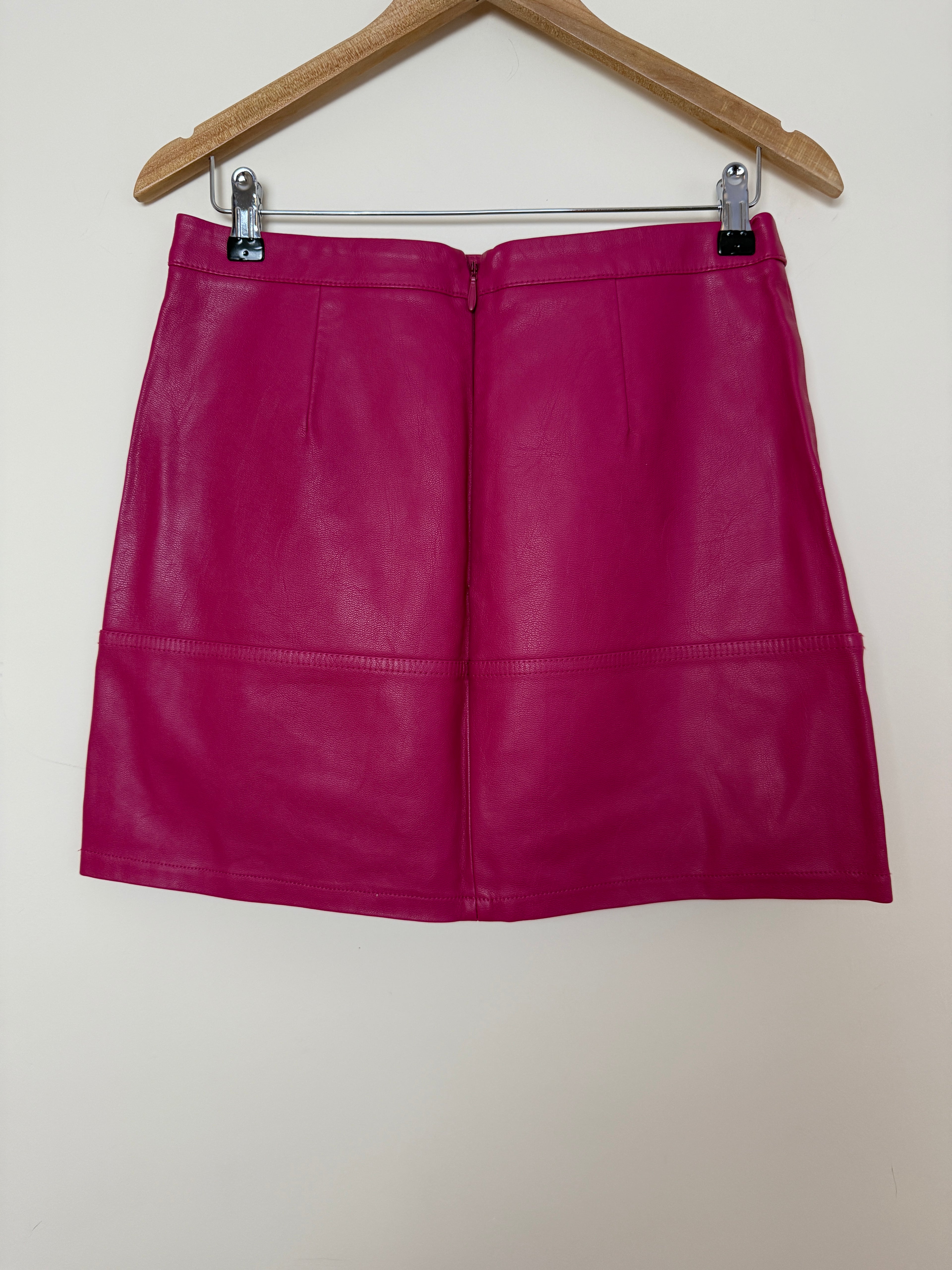 New Look Pink Faux Leather Mini Skirt UK12