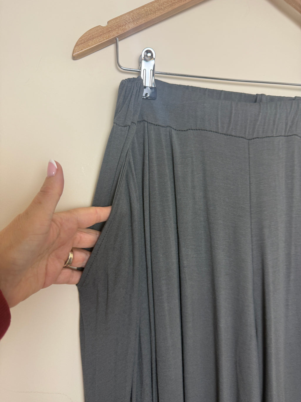 Made In Italy Grey Draped Wide Leg Harem Trousers One Size