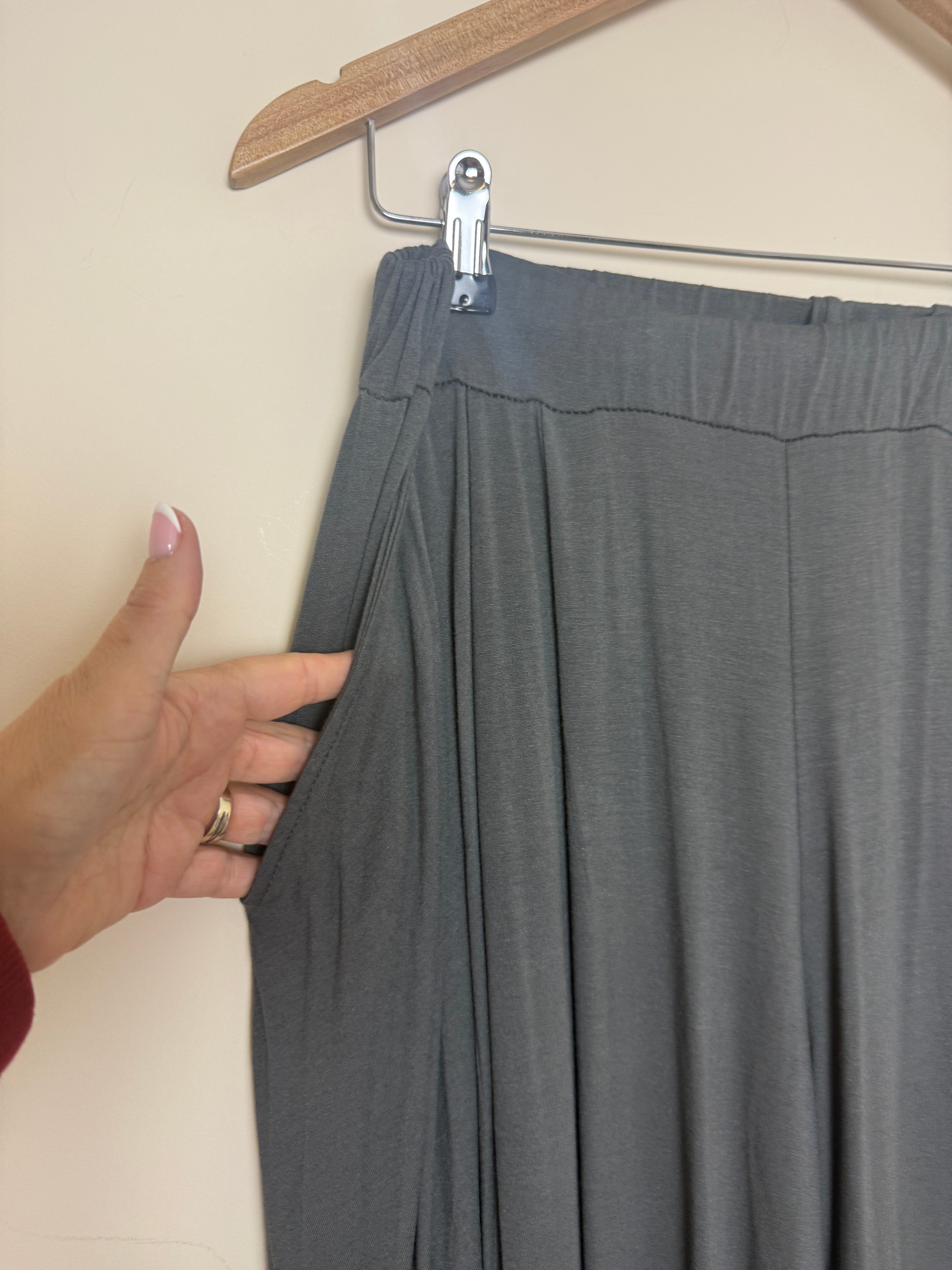 Made In Italy Grey Draped Wide Leg Harem Trousers One Size