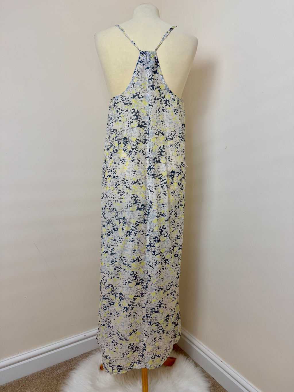 GapBody Floral Cotton Silk Maxi Dress Strappy Summer Dress M