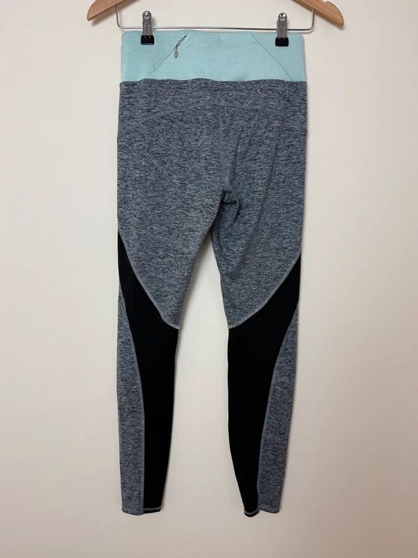 M&S Grey Marl High Waisted Gym Leggings UK10 Mint Green Band