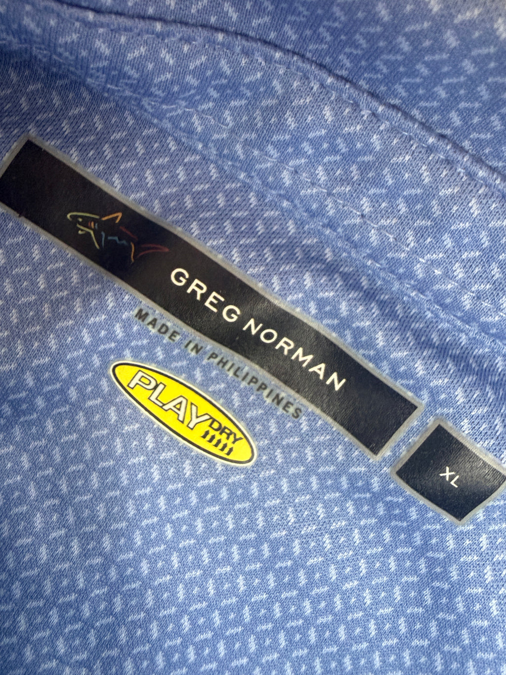 Greg Norman Blue Shark Logo Performance Golf Polo Shirt XL