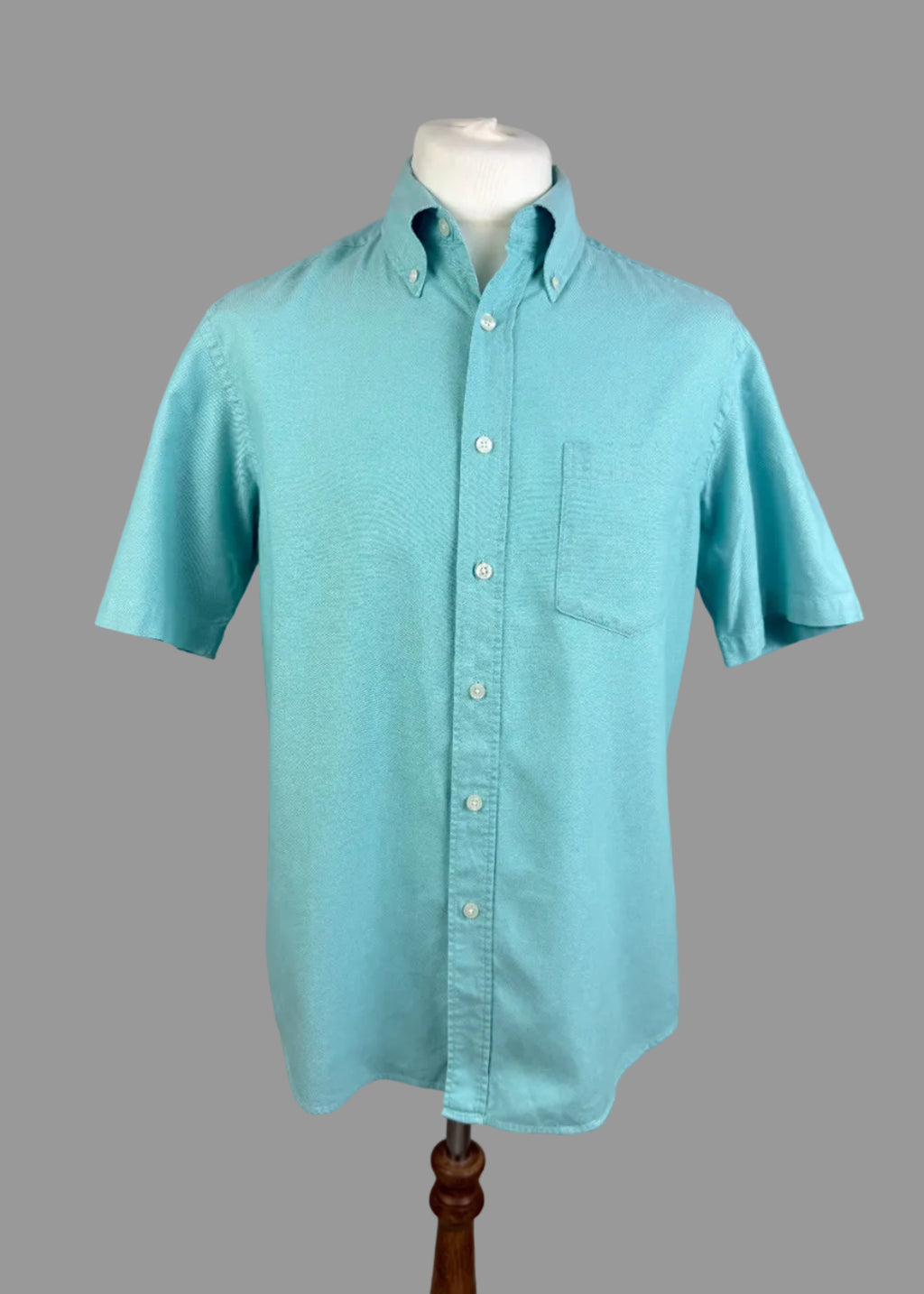 M&S Blue Harbour Aqua Oxford Cotton Short Sleeve Shirt Medium