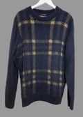 New Look Navy Mustard Plaid Check Jumper - Large