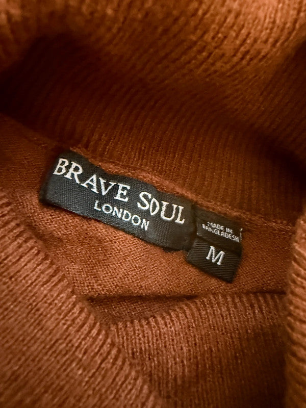 Brave Soul Hazelnut Brown Rollneck Jumper Dress - Medium
