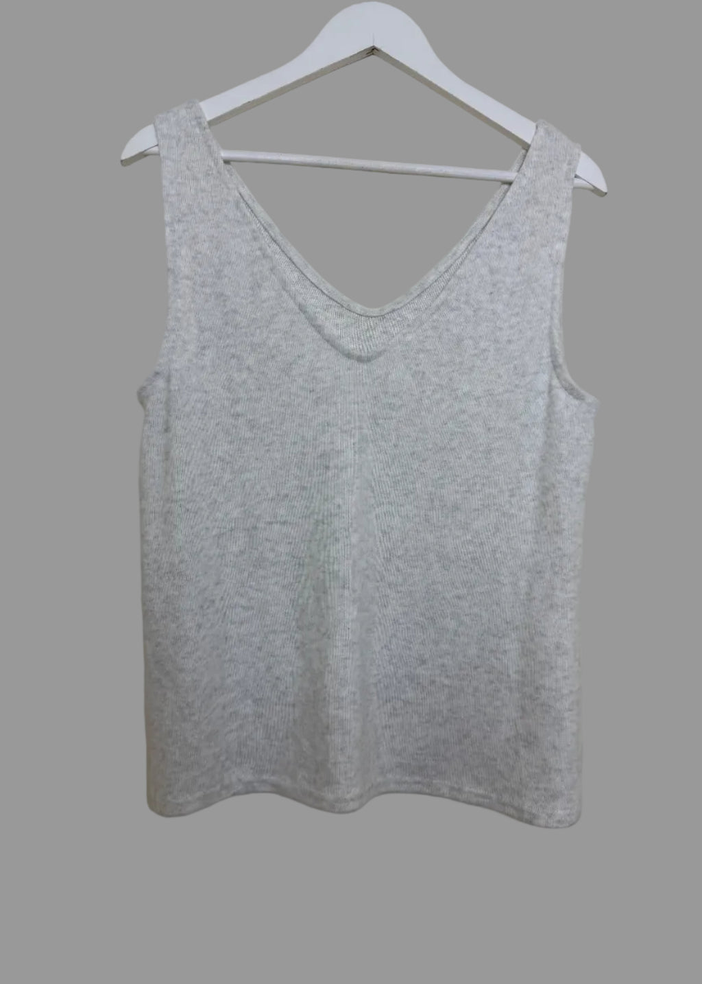 F&F Grey Knitted Sleeveless V Neck Soft Vest Top UK12/14