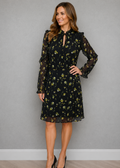 Oasis Black Floral Chiffon Mini Dress UK 12 - Pre-Loved
